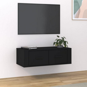 Berkfield Hanging TV Cabinet Black 80x36x25 cm Engineered Wood