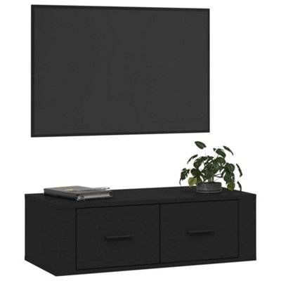 Berkfield Hanging TV Cabinet Black 80x36x25 cm Engineered Wood