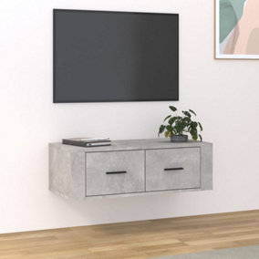 Berkfield Hanging TV Cabinet Concrete Grey 80x36x25 cm Engineered Wood