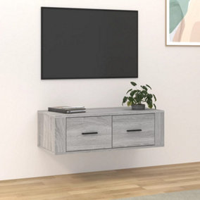 Berkfield Hanging TV Cabinet Grey Sonoma 80x36x25 cm Engineered Wood