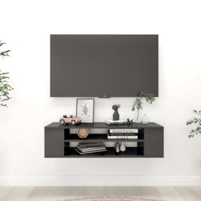 Berkfield Hanging TV Cabinet High Gloss Grey 100x30x26.5 cm Engineered Wood