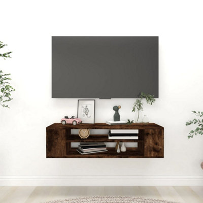 Berkfield Hanging TV Cabinet Smoked Oak 100x30x26.5 cm Engineered Wood