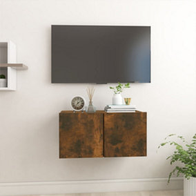 Berkfield Hanging TV Cabinet Smoked Oak 60x30x30 cm Engineered Wood