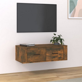 Berkfield Hanging TV Cabinet Smoked Oak 80x36x25 cm Engineered Wood