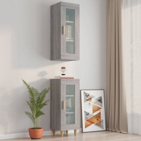 Berkfield Hanging Wall Cabinet Grey Sonoma 34.5x34x90 cm