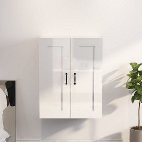 Berkfield Hanging Wall Cabinet High Gloss White 69.5x32.5x90 cm