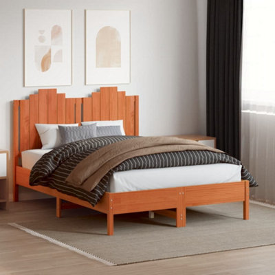 Berkfield Headboard Wax Brown 135 cm Solid Wood Pine