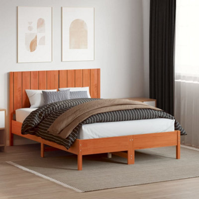 Berkfield Headboard Wax Brown 135 cm Solid Wood Pine