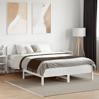 Berkfield Headboard White 135 cm Solid Wood Pine