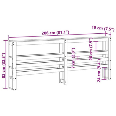 Berkfield Headboard with Shelves 200 cm Solid Wood Pine