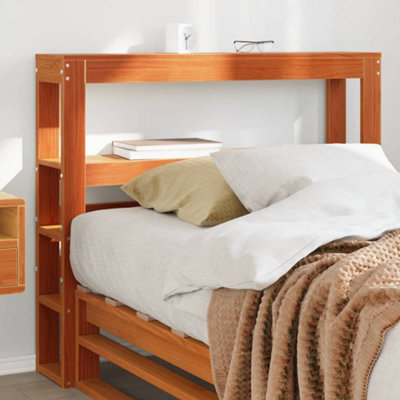 Berkfield Headboard with Shelves Wax Brown 100 cm Solid Wood Pine