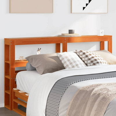 Berkfield Headboard with Shelves Wax Brown 120 cm Solid Wood Pine