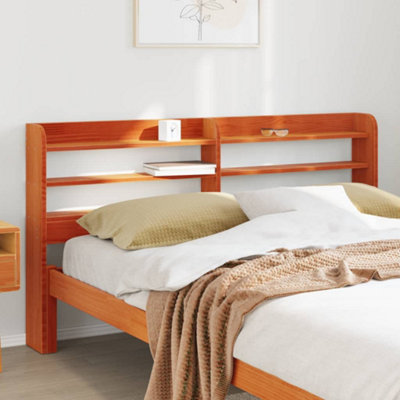Berkfield Headboard with Shelves Wax Brown 120 cm Solid Wood Pine
