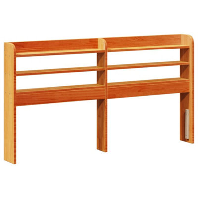 Berkfield Headboard with Shelves Wax Brown 135 cm Solid Wood Pine