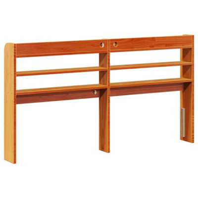 Berkfield Headboard with Shelves Wax Brown 135 cm Solid Wood Pine