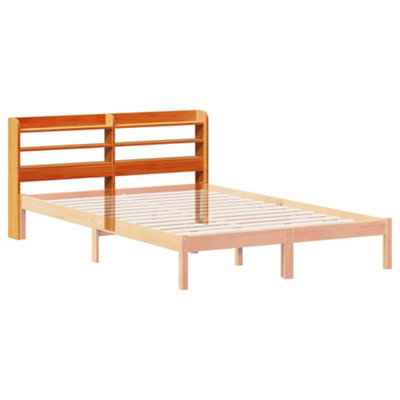 Berkfield Headboard with Shelves Wax Brown 135 cm Solid Wood Pine