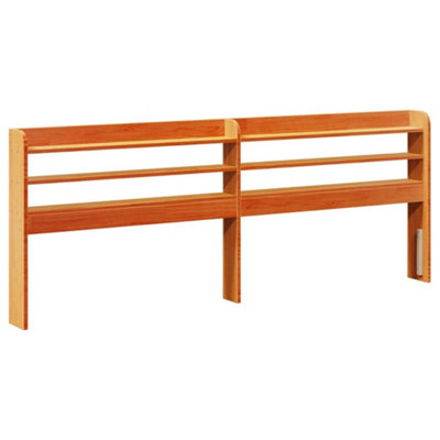Berkfield Headboard with Shelves Wax Brown 180 cm Solid Wood Pine