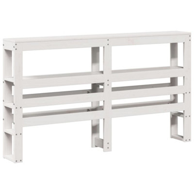 Berkfield Headboard with Shelves White 135 cm Solid Wood Pine