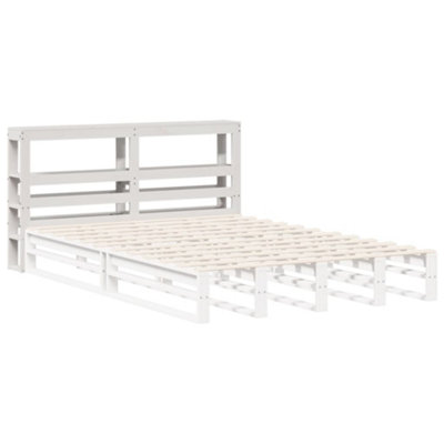 Berkfield Headboard with Shelves White 135 cm Solid Wood Pine