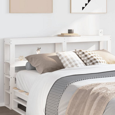 Berkfield Headboard with Shelves White 140 cm Solid Wood Pine