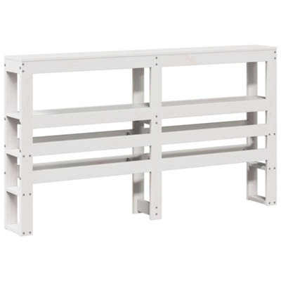 Berkfield Headboard with Shelves White 140 cm Solid Wood Pine
