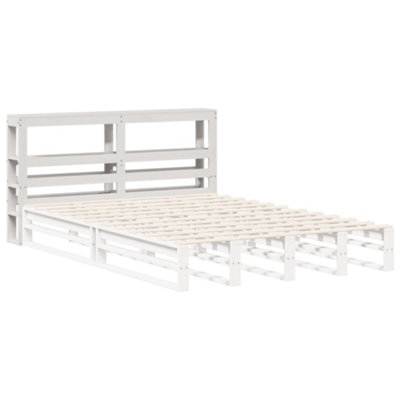 Berkfield Headboard with Shelves White 140 cm Solid Wood Pine