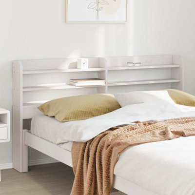 Berkfield Headboard with Shelves White 140 cm Solid Wood Pine
