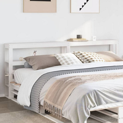 Berkfield Headboard with Shelves White 180 cm Solid Wood Pine