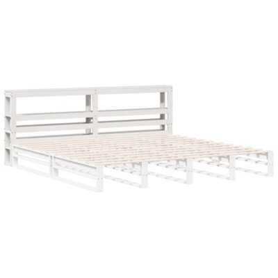 Berkfield Headboard with Shelves White 180 cm Solid Wood Pine