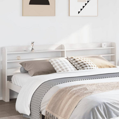 Berkfield Headboard with Shelves White 180 cm Solid Wood Pine