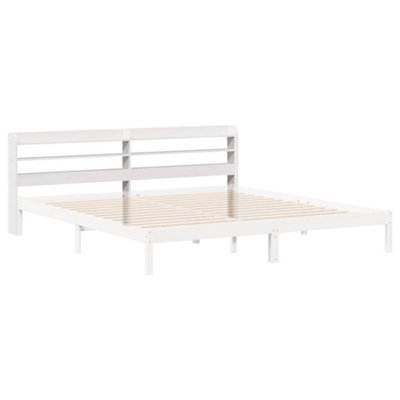 Berkfield Headboard with Shelves White 200 cm Solid Wood Pine