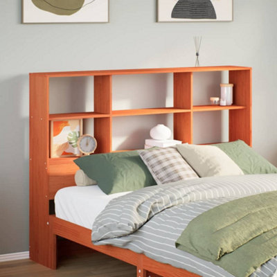 Berkfield Headboard with Storage Wax Brown 120 cm Solid Wood Pine