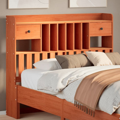 Berkfield Headboard with Storage Wax Brown 135 cm Solid Wood Pine