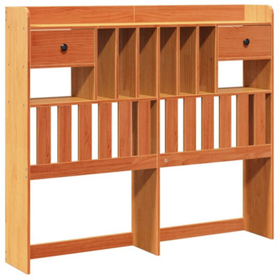 Berkfield Headboard with Storage Wax Brown 135 cm Solid Wood Pine