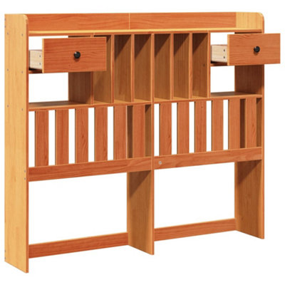 Berkfield Headboard with Storage Wax Brown 135 cm Solid Wood Pine
