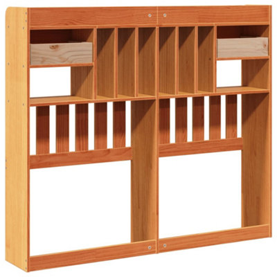 Berkfield Headboard with Storage Wax Brown 135 cm Solid Wood Pine