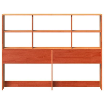 Berkfield Headboard with Storage Wax Brown 140 cm Solid Wood Pine