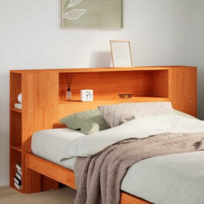 Berkfield Headboard with Storage Wax Brown 140 cm Solid Wood Pine