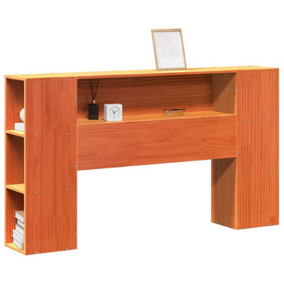 Berkfield Headboard with Storage Wax Brown 140 cm Solid Wood Pine