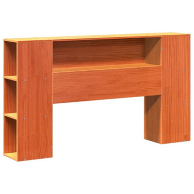 Berkfield Headboard with Storage Wax Brown 140 cm Solid Wood Pine