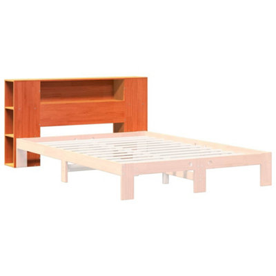 Berkfield Headboard with Storage Wax Brown 140 cm Solid Wood Pine