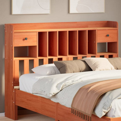 Berkfield Headboard with Storage Wax Brown 160 cm Solid Wood Pine
