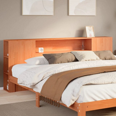 Berkfield Headboard with Storage Wax Brown 180 cm Solid Wood Pine