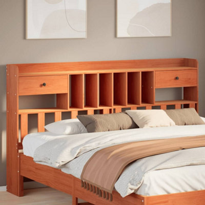 Berkfield Headboard with Storage Wax Brown 180 cm Solid Wood Pine