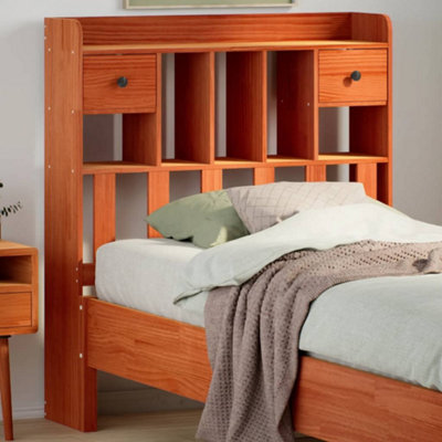 Berkfield Headboard with Storage Wax Brown 90 cm Solid Wood Pine