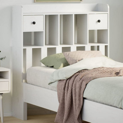 Berkfield Headboard with Storage White 100 cm Solid Wood Pine