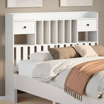 Berkfield Headboard with Storage White 120 cm Solid Wood Pine