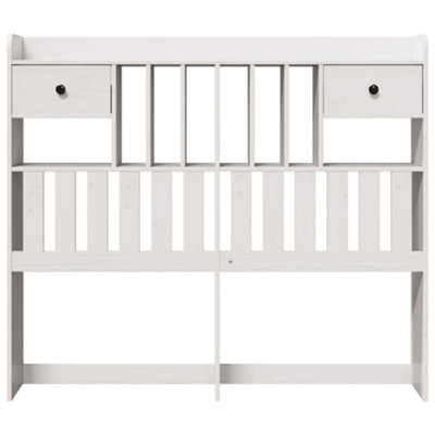 Berkfield Headboard with Storage White 120 cm Solid Wood Pine