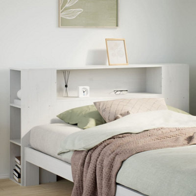 Berkfield Headboard with Storage White 135 cm Solid Wood Pine