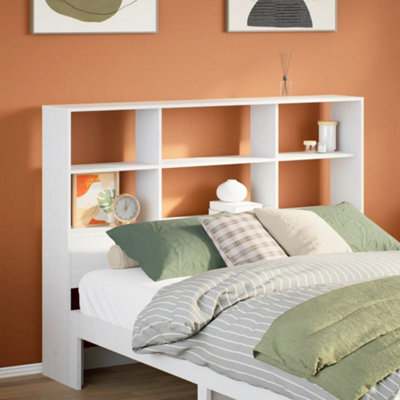 Berkfield Headboard with Storage White 135 cm Solid Wood Pine